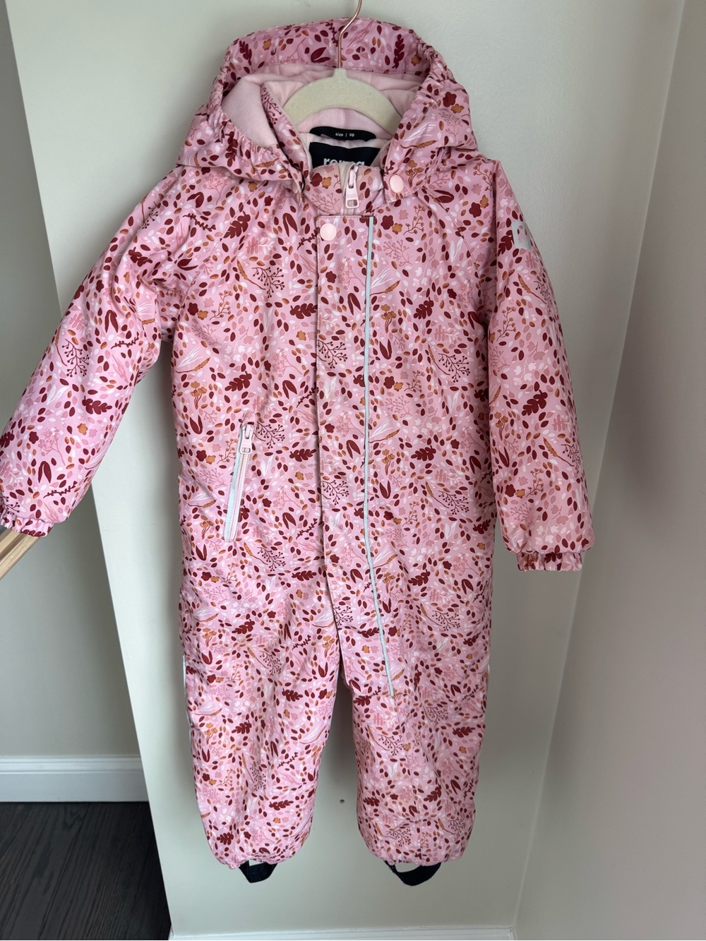 Reima Toddler Girl Pink Botanical Leaf Snowsuit Size 3T